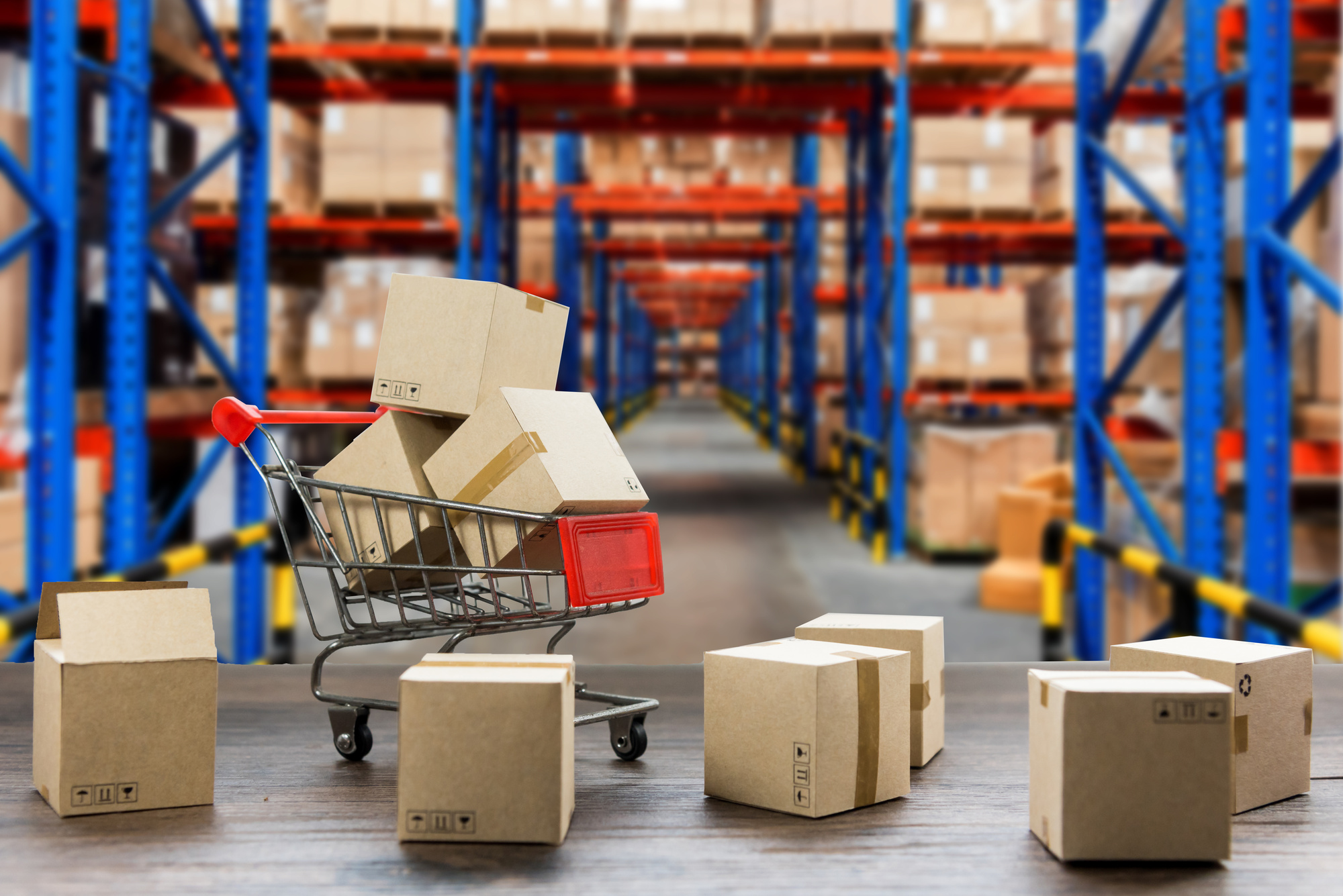 Warehouse storage of retail merchandise shop.
